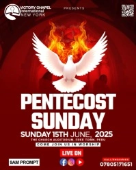 Red Maximalist Pentecost Sunday Service Instagram Portrait template