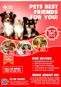 Red Maximalist Pets Shop Flyer A4 template