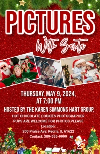 Red Maximalist Pictures With Santa  Tabloid template