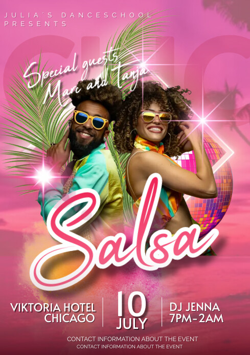 Red Maximalist Pink Color Summer Event Salsa A4 template