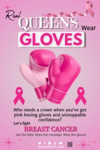 Red Maximalist Pink October Brest Cancer Awareness Month Poster Póster template