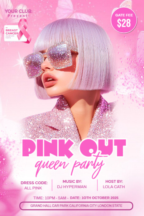 Red Maximalist Pink Out Party Invitation Template Design Poster