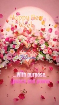Red Maximalist Pink Yellow White Orange Colourful Rose Flower Happy New Week Video Design  Digital D template