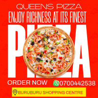 Red Maximalist Pizza Flyer Instagram Post template
