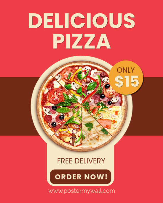 Red Maximalist Pizza Sale $15 Instagram Portrait template