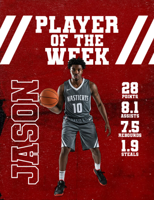 Red Maximalist Player Of The Week Flyer (us Letter) template