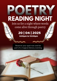 Red Maximalist Poetry Reading Night A2 template