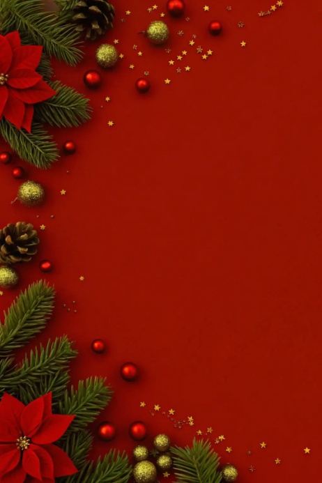 Red Maximalist Poinsettia Christmas Card Poster Template | PosterMyWall