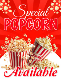 红色 Popcorn Promotion Flyer Template