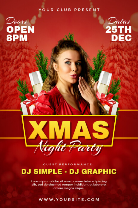 Copy of Red Maximalist Poster For A Christmas Party Template Poster ...