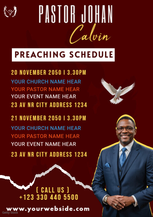 Preach Layout Copy of Red Maximalist Preaching Schedule A3 | PosterMyWall