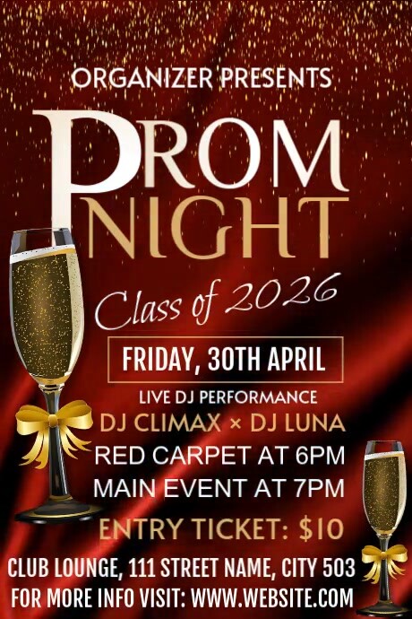 Prom Advertising Red Maximalist Prom Night Ads Poster Template | PosterMyWall