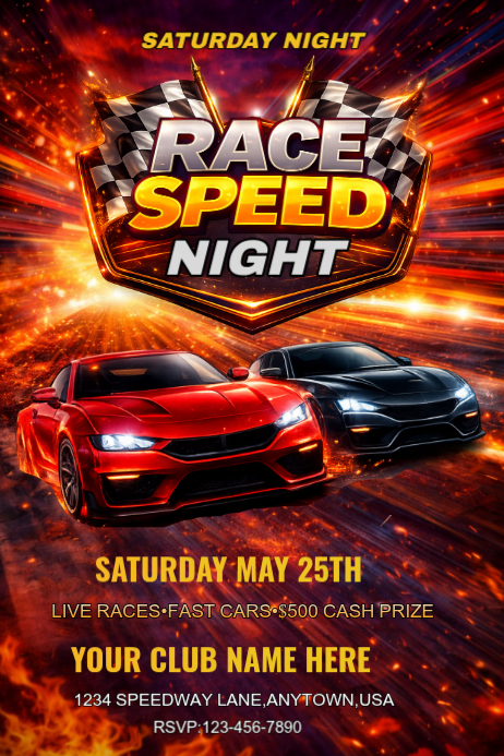 Red Car Race Event Posters Template | PosterMyWall