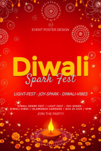 Red Maximalist Radiant Diwali Spark Fest Invitation Design Poster template