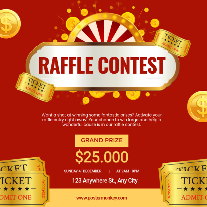 Red Maximalist Raffle Contest Instagram Post Template | PosterMyWall