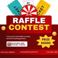 Red Maximalist Raffle Ticket Contest Instagram Post template