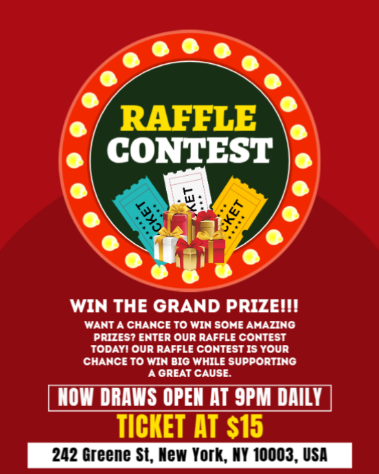 Red Maximalist Raffle Ticket Contest Invitation Instagram Portrait ...