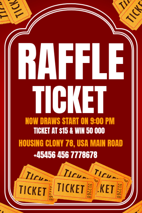 Red Maximalist Raffle Ticket Poster Template | PosterMyWall