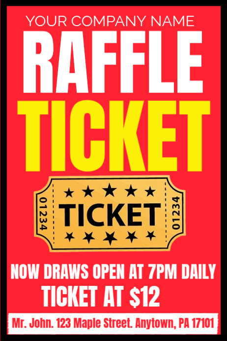 Red Maximalist Raffle Ticket Poster Template | PosterMyWall