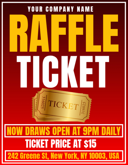 Red Maximalist Raffle Ticket Promotion Flyer Template | PosterMyWall