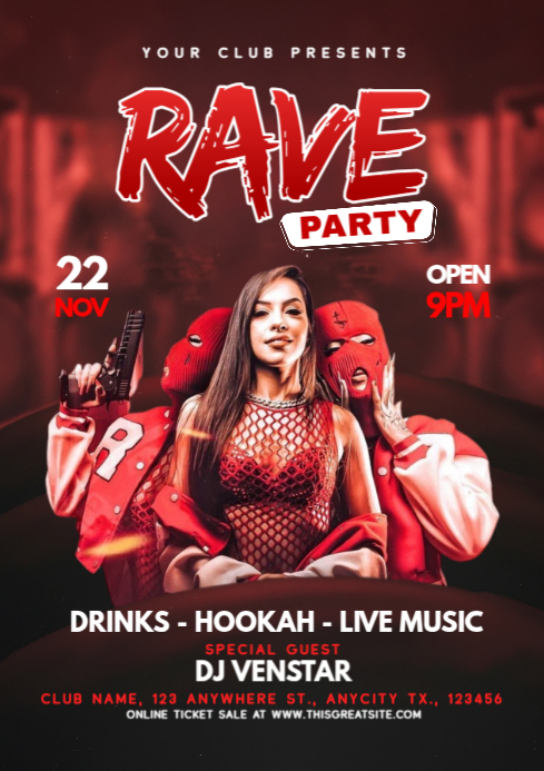 Copy of Red Maximalist Rave Party A4 | PosterMyWall