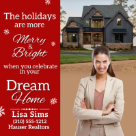 Red Maximalist Real Estate  Instagram Post - Christams Realestate Holiday Realestate Template-Agent Wpis na Instagrama
