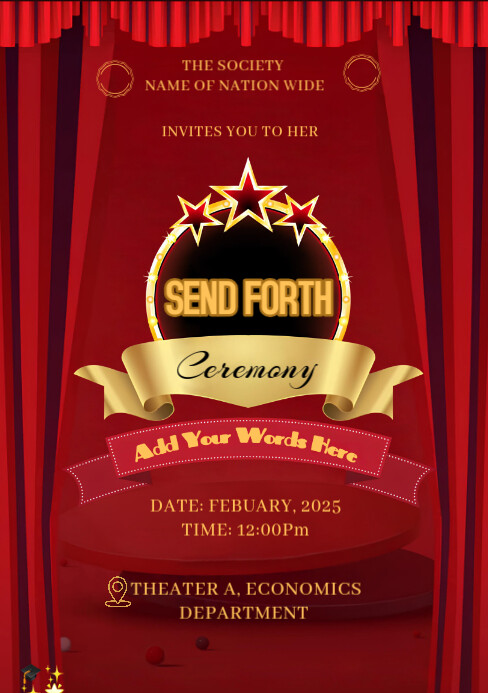 Red Maximalist Red And Gold Send Forth Flyer  A5 template