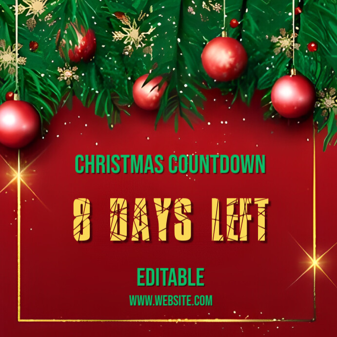 Red Maximalist Red And Green Background Floral Christmas Countdown  Instagram Post template