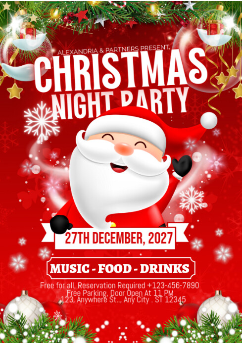 Copy of Red Maximalist Red And Green Christmas Night Party Template A4 ...