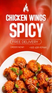 Red Maximalist Red And White Chicken Wings Spicy Template Design  Instagram Reel