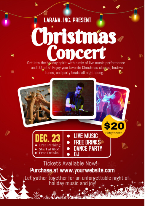 Red Maximalist Red And White Christmas Concert Flyer A4 Template ...