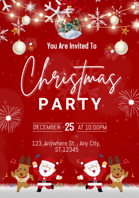 Copy of Red Maximalist Red And White Christmas Party A4 | PosterMyWall