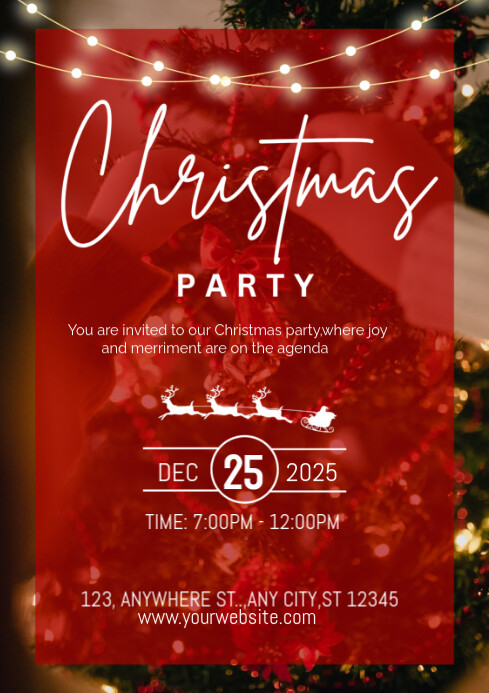 Plantilla de Red Maximalist Red And White Christmas Party A4 | PosterMyWall