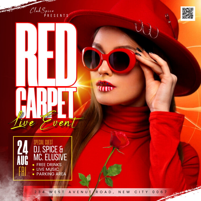 Red Maximalist Red Carpet Live Event  Instagr Instagram Post template