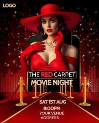 Red Maximalist Red Carpet Movie Night Invitation  Instagram Portrait template