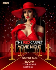 Red Maximalist Red Carpet Movie Night Invitation  Instagram Portrait template