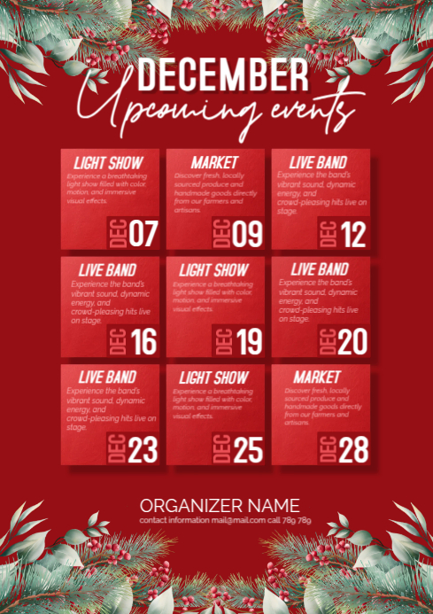 Copy of Red Maximalist Red Christmas Upcoming Events A4 | PosterMyWall