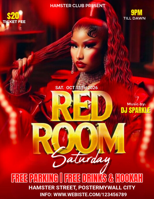Red Club Flyer Red Maximalist Red Room Club Flyer (us Letter) Template | PosterMyWall