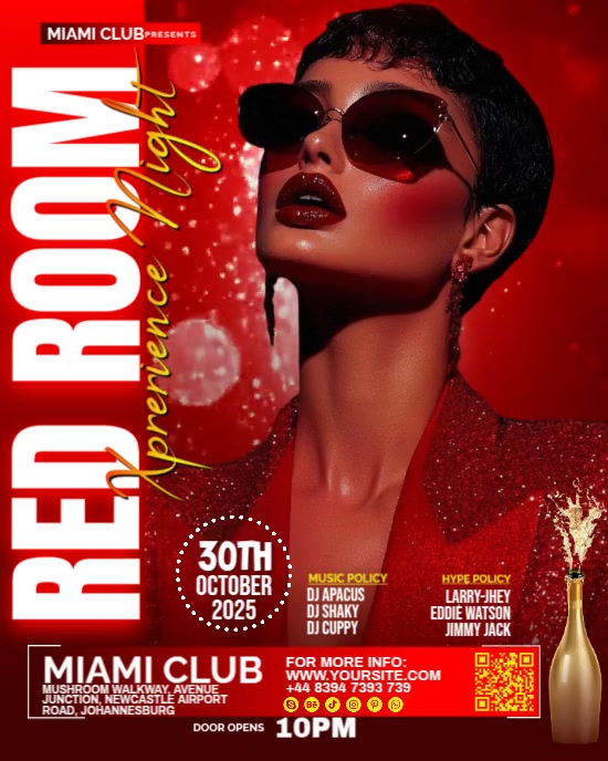 Red Maximalist Red Room Club Party Video Flyer Instagram Portrait ...