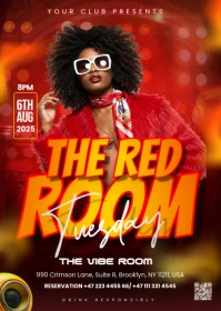 Red Maximalist Red Room Party Flyer  A6 template