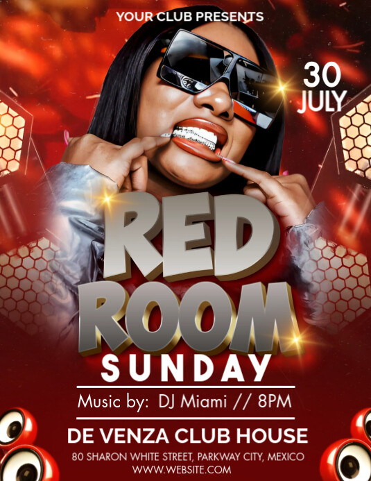 Red Maximalist Red Room Sunday  Flyer (us Letter) template