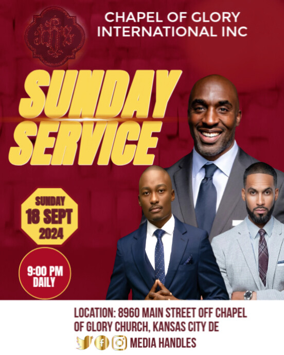 Red Maximalist Red Sunday service Instagram Portrait template