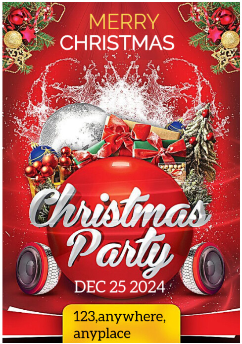 Red Christmas Party A4 Template | PosterMyWall