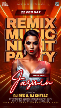 Red Maximalist Remix Music Night Party  Instagram Story template