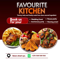 Red Maximalist Restaurant Flyer Instagram Post template