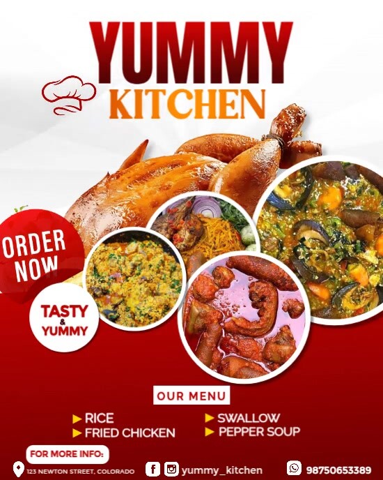 Red Maximalist Restaurant Menu Template  Instagram Portrait