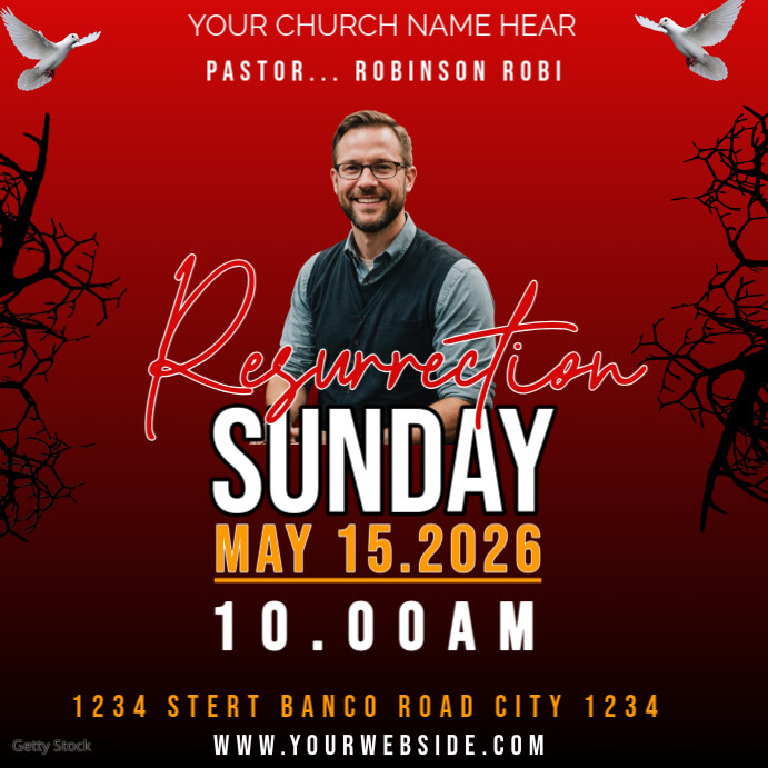 Copy of Red Maximalist Resurrection Sunday Instagram Post | PosterMyWall