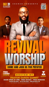 Red Maximalist Revival Worship Flyer Instagram Story template