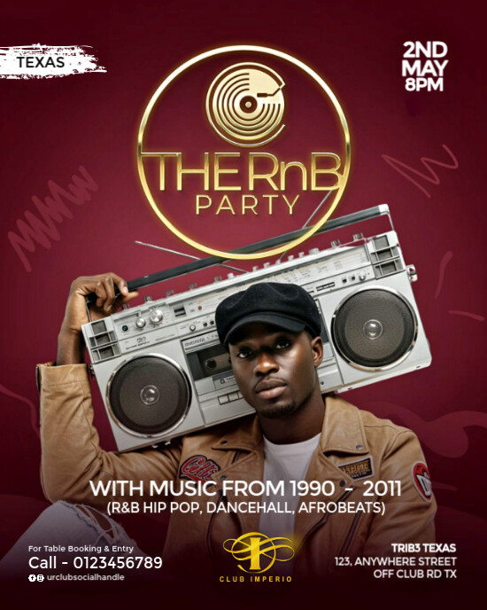 Red Maximalist Rnb Party Flyer Instagram Portrait เทมเพลต | PosterMyWall