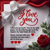 Red Maximalist Romantic Love Quote | I Love You Valentine  Square (1:1) template
